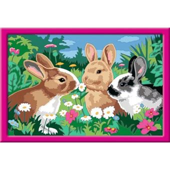 Kit de peinture Ravensburger Numéro d'Art grand format Lapins dans le pré