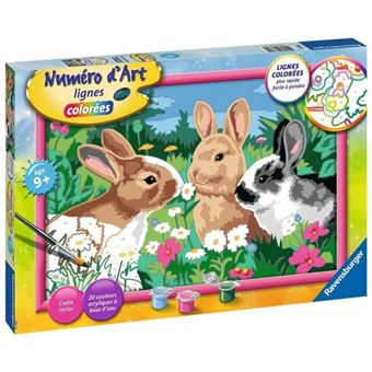 Kit de peinture Ravensburger Numéro d'Art grand format Lapins dans le pré