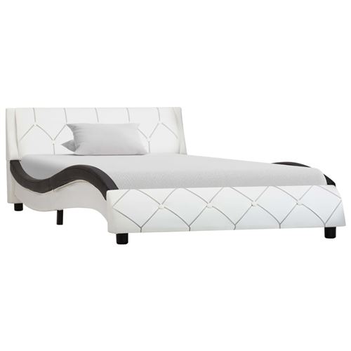 vidaXL Cadre de lit Blanc et noir Similicuir 100 x 200 cm