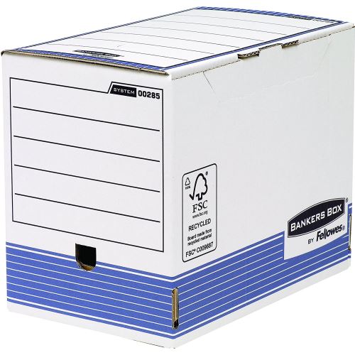 Fellowes 0028501 Boite d'Archives Banker Box System A4 Montage Automatique - Dos de 20 cm Bleu (Lot de 10)