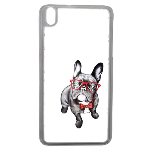 Coque Bulldog Français À Lunettes Compatible Htc Desire 816 Transparent