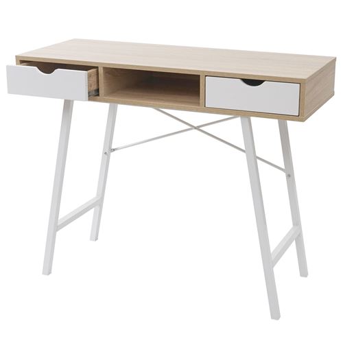 Table d'appoint MENDLER HWC-E92 100x40cm brun naturel blanc