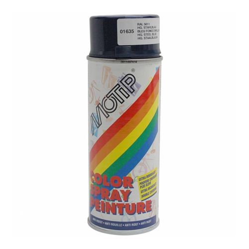 Bombe de peinture motip glycero brillant bleu acier spray 400ml (01635)
