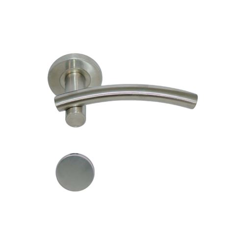 Poignées modèle Leognan avec rosaces rondes borgnes - inox 304 brossé mat x2
