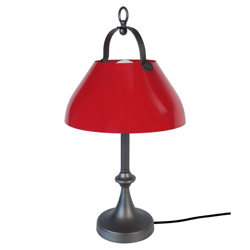 CLOCHE BARRE Lampe a poser acier 29,5x29x57 cm - Anthracite et rouge