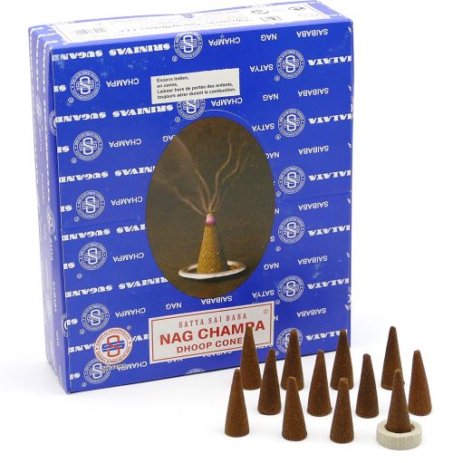 Satya Sai Baba Nag Champa Cônes d'encens Nagchampa – 12 boite = 144 cônes