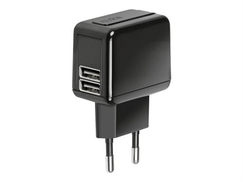SBS TETRAV2USB1A - Adaptateur secteur - 1000 mA - 2 connecteurs de sortie (USB) - noir