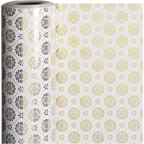 Vivi Gade papier d'emballage carreaux 50 cm x 100 m blanc/or