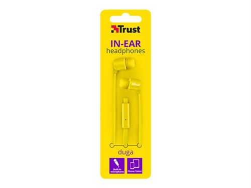 Trust Urban Duga - In-ear hoofdtelefoons met micro - inwendig - met bekabeling - 3,5 mm-stekker - neon geel