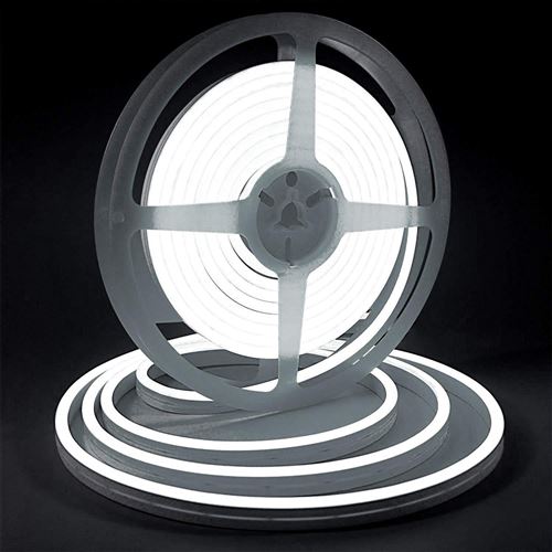 Bande lumineuse LED Silicone souple couleur néon étanche DC 12V 5m -blanc