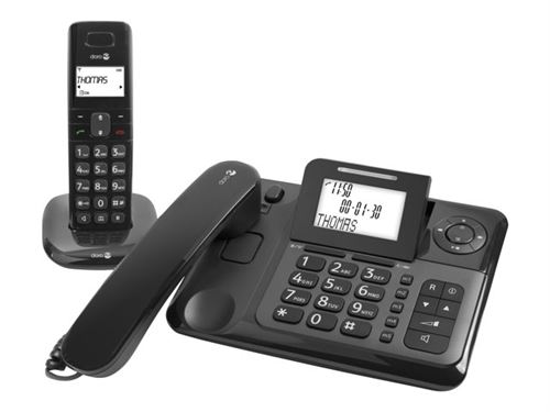 Doro Comfort 4005 - Téléphone Filaire/sans fil - système de répondeur avec ID d appelant - DECT\GAP - noir + combiné supplémentaire