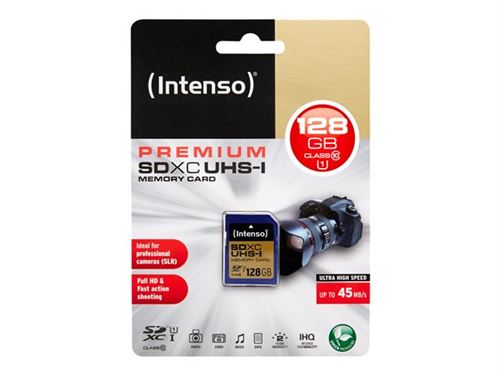 Intenso Premium - Carte mémoire flash - 128 Go - UHS Class 1 / Class10 - SDXC UHS-I