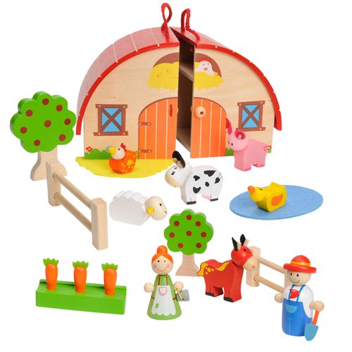 Jeu de ferme en bois portable