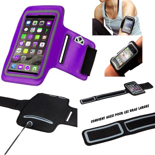 Huawei 6x Brassard Sport Neoprene pour telephone portable (Smartphone) Course A Pied Randonnée Running Scratch Reglable - Activite Sportive Violet