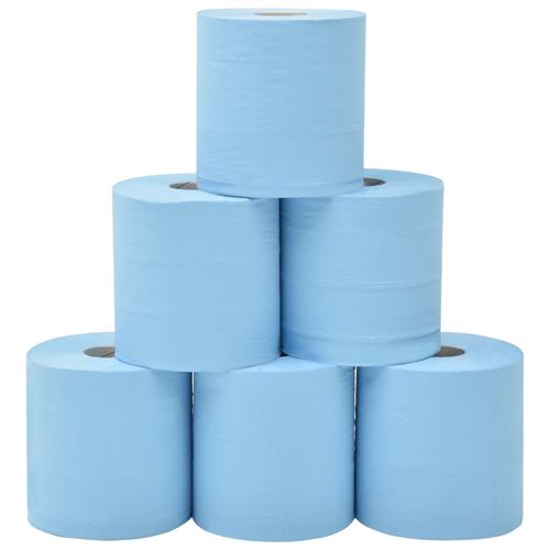 vidaXL Essuie-tout en papier 2 couches 6 rouleaux 20 cm Bleu