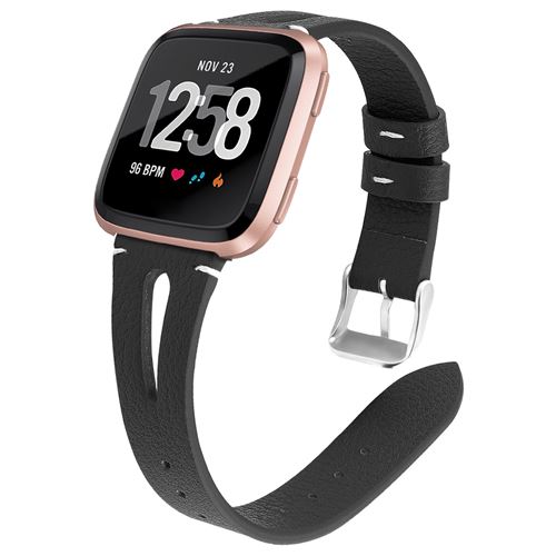 Bracelet en cuir élégant pour Fitbit Versa 3 / Sense - Noir #1