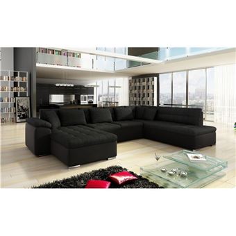 Chloe Design Canape D Angle Convertible En U Alta Iii Noir