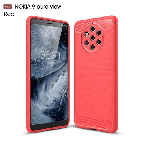 Coque en TPU fibre de carbone rouge pour votre Nokia 9 PureView