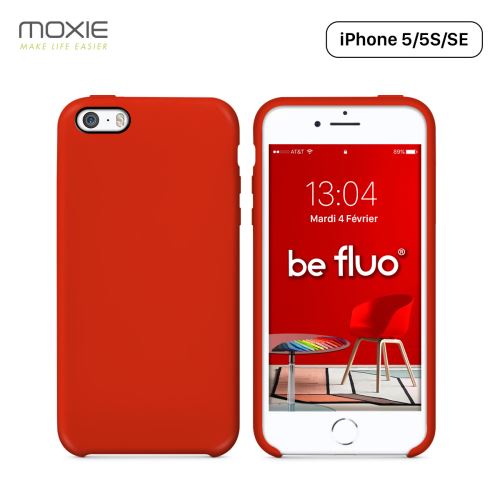 Coque iPhone 5/5S/SE Moxie BeFluo® Coque Silicone Liquide Fine et Légère, Anti-chocs et Anti-rayures - Rouge