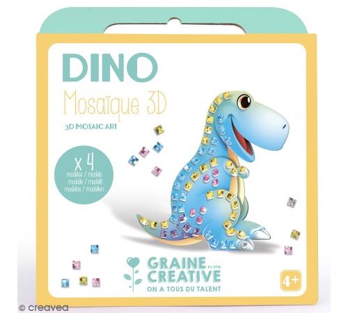 Kit cartes mosaïque 3D - Dinosaure - 4 Cartes