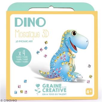 Boite 4 Cartes Mosaique 3d Assorties Design Dino