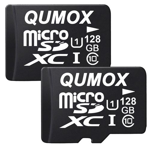 2pcs Micro SD SDXC 128Go classe 10 UHS-I Qumox 80Mo/s