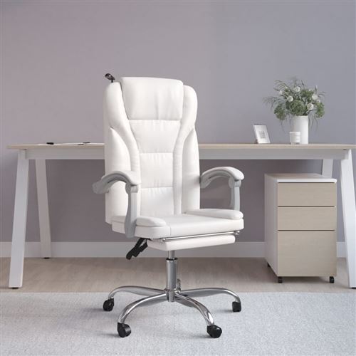 Vidaxl Blanc Fauteuil Inclinable De Bureau - Image 3