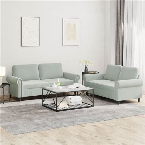 Non Communiqué Gris Clair Vidaxl Ensemble De Canapés 2 Pcs Avec Coussins Velours