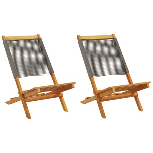 Vidaxl Gris Chaises Jardin Lot De 2 Acacia Massif - Image 3