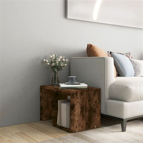Table d appoint Chêne fumé 59x36x38 cm Bois d ingénierie