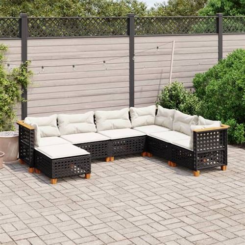 Vidaxl Noir Salon De Jardin 7 Pcs - Image 3