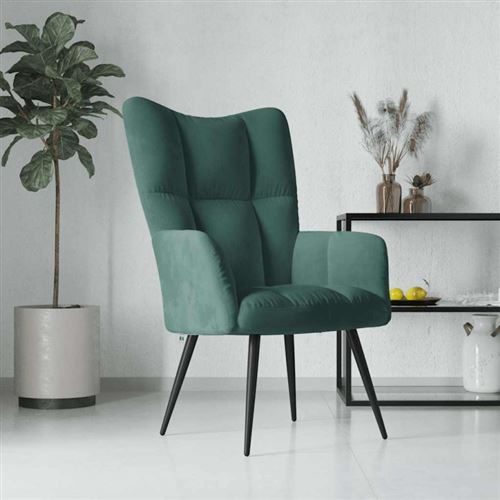 Vidaxl Vert Chaise De Relaxation - Foncé Velours - Image 3