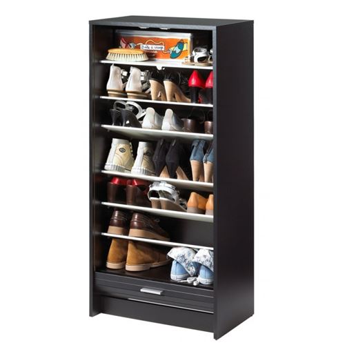 Meuble &agrave; chaussures noir 7 tablettes - coloris: lac de gen&egrave;ve 652
