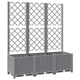 Jardinière Avec Treillis VidaXL - Bac à Plantes Gris Clair PP Pour Terrasse Et Jardin 120x40x121.5cm
