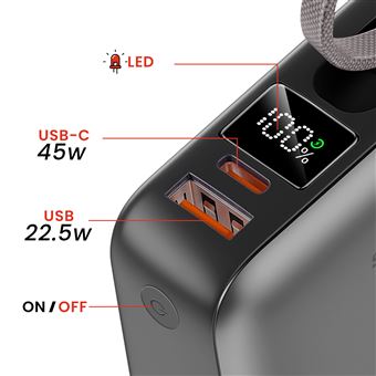 46800mah Batterie Externe, Power Bank Câble Intégré, 22.5W Batterie
