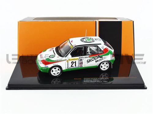 Voiture Miniature de Collection IXO 1-43 - SKODA Felicia Kit Car - Monte Carlo 1997 - White / Green / Red - RAC388