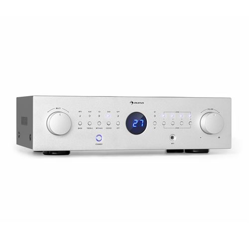 Amplificateur De Puissance Multicanal Numérique - Auna - Puissance De Sortie 8 X 100 Watts Rms - Argent