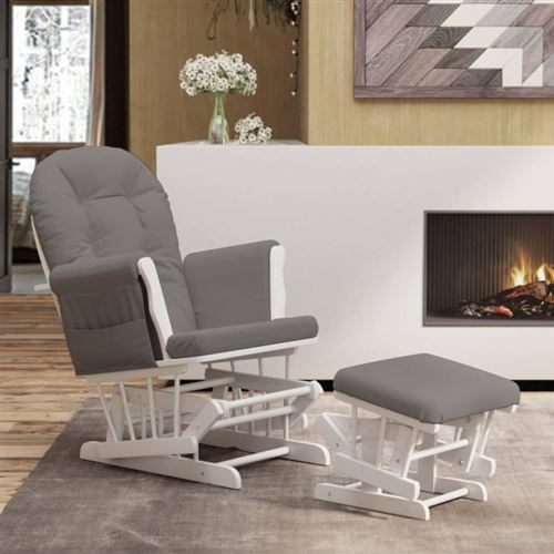 Non Communiqué Gris Vidaxl Chaise À Bascule Met Voetenbank Tissu Foncé