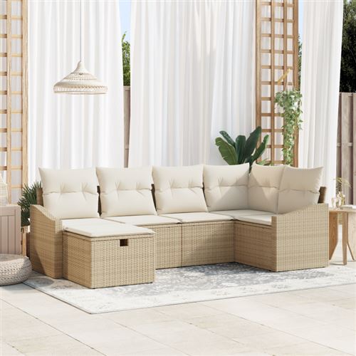 Non Communiqué Beige Ensemble De Canapés De Jardin 6 Pièces Avec Coussins Rotin Synthétique