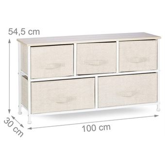 Commode meuble de rangement étagère avec tiroirs tissu beige 13_0002582_6 -  Achat & prix