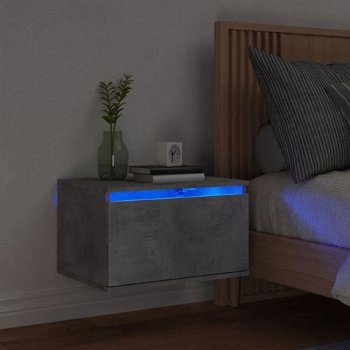 Vidaxl Gris Table De Chevet Murale Avec Led - Béton - Image 3