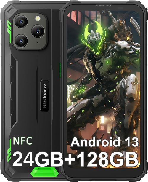 Blackview BV5300Plus Téléphone Portable Incassable,Android 13 Smartphone 4G Écran 6.1 HD+,128Go ROM/SD 2To,6580mAh,Double SIM,Caméra 13MP NFC/IP69K/Face ID/GPS/OTG - Vert