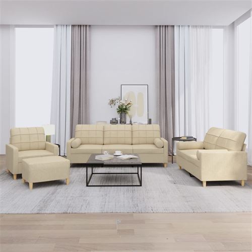 Non Communiqué Crème Vidaxl Ensemble De Canapés 4 Pcs Avec Coussins Tissu3201268