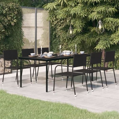 Non Communiqué Noir Vidaxl Table À Dîner De Jardin, 200X100x74 Cm Acier Et Verre