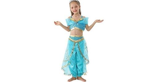 Déguisement enfant Lito Angels petites filles la princesse jasmine habiller costumes  danse du ventre halloween déguisement taille 5-6 ans a