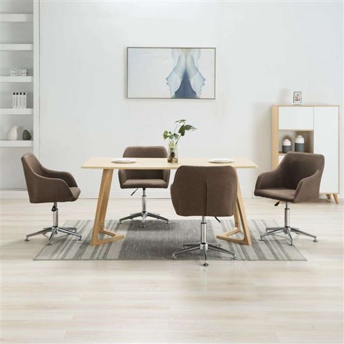 vidaXL 4 pcs Chaises pivotantes de salle à manger Marron Tissu