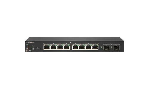 SonicWall Switch SWS12-8POE - Commutateur - Géré - 8 x 10/100/1000 (PoE) + 2 x Gigabit SFP - de bureau - PoE (55 W) - avec 1 an de support 24 x 7