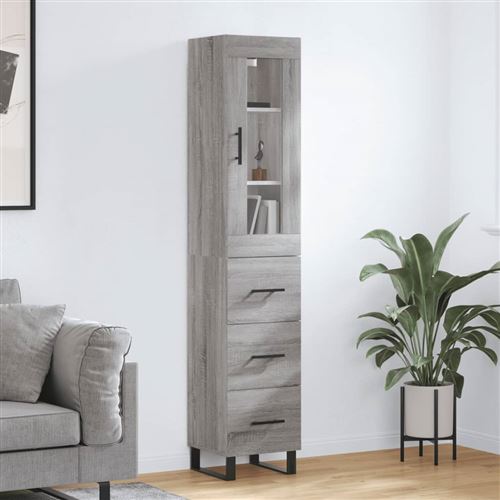 vidaXL - Buffet Haut - Armoire de Rangement - Moderne - Gris - Image 3