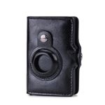 Portefeuille en cuir véritable mince pour Airtag avec support de carte,  blocage rfid, portefeuille de poche avant avec étui intégré