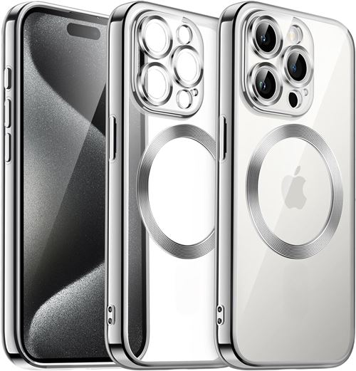Coque Silicone Pour iPhone 15 Pro Max Couleur Argent Compatible Magsafe Little Boutik®